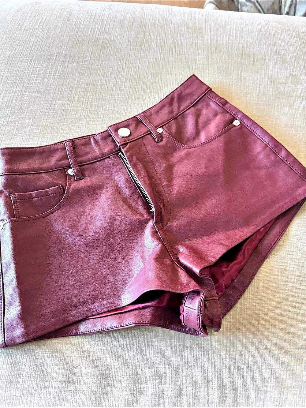 Blank NYC High Waist Faux Leather Shorts in Purple Size 26 NWT